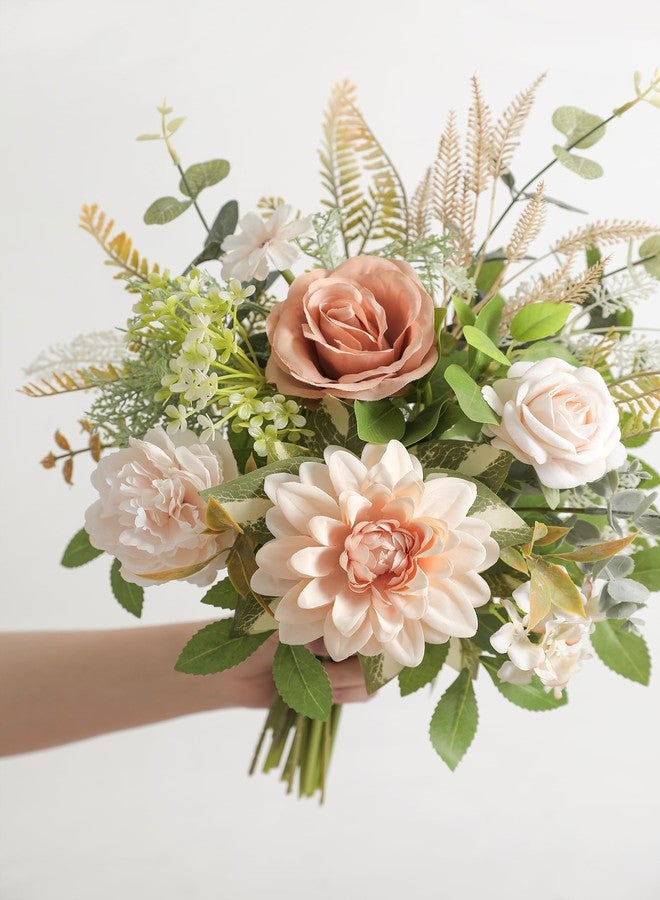 Serra Flora Faux Flowers with Vase,Artificial Silk Roses in Vase,Table Centerpieces for Dining Room, Silk Flower Arrangements for Home, Living Room Bathroom Plant Decor, Centerpiece Table Decorations - Image 2